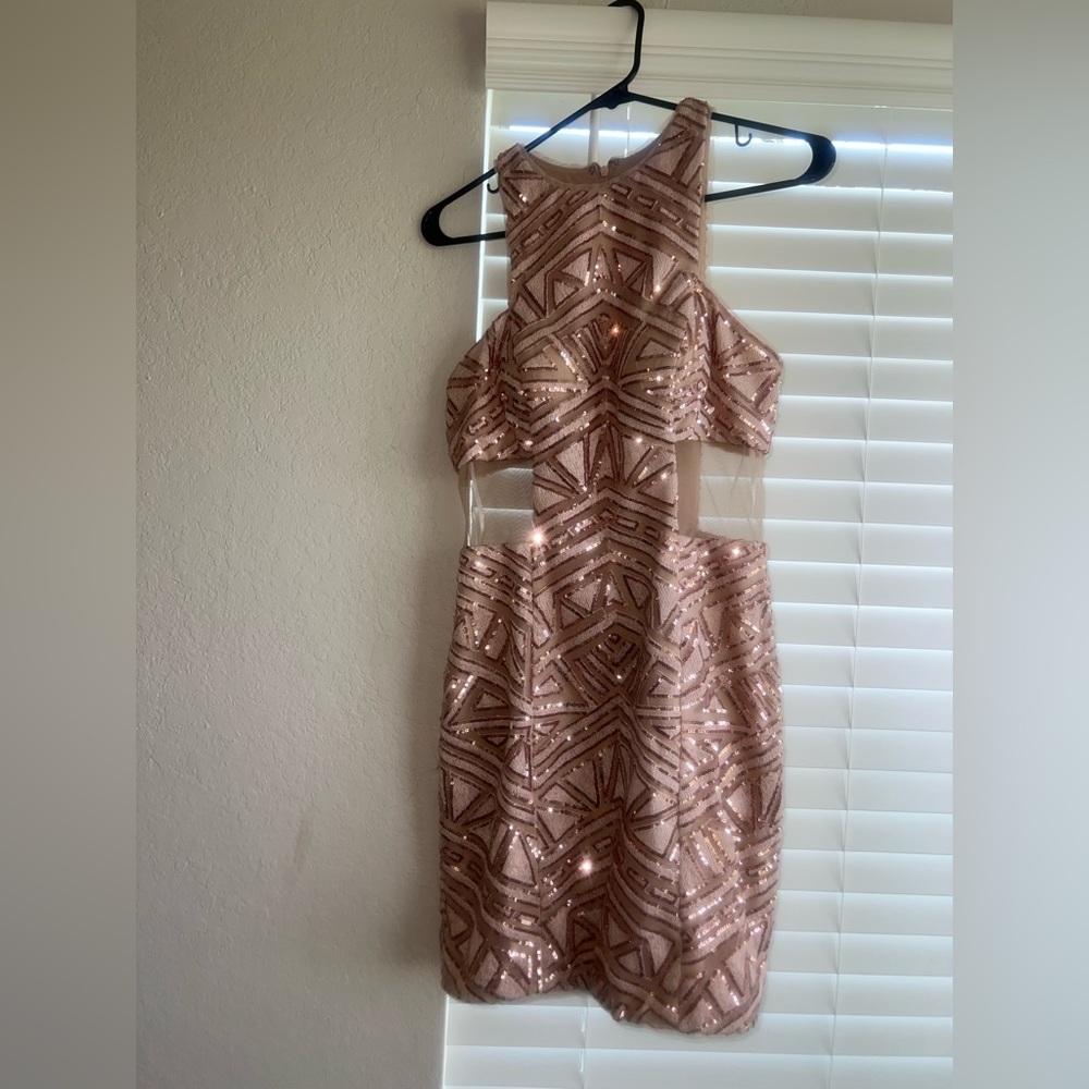 Gianni Bini Pink and Gold Backless Dress